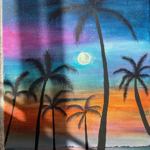 Moonlight - Original Acrylic Painting On Canvas with Original Signature